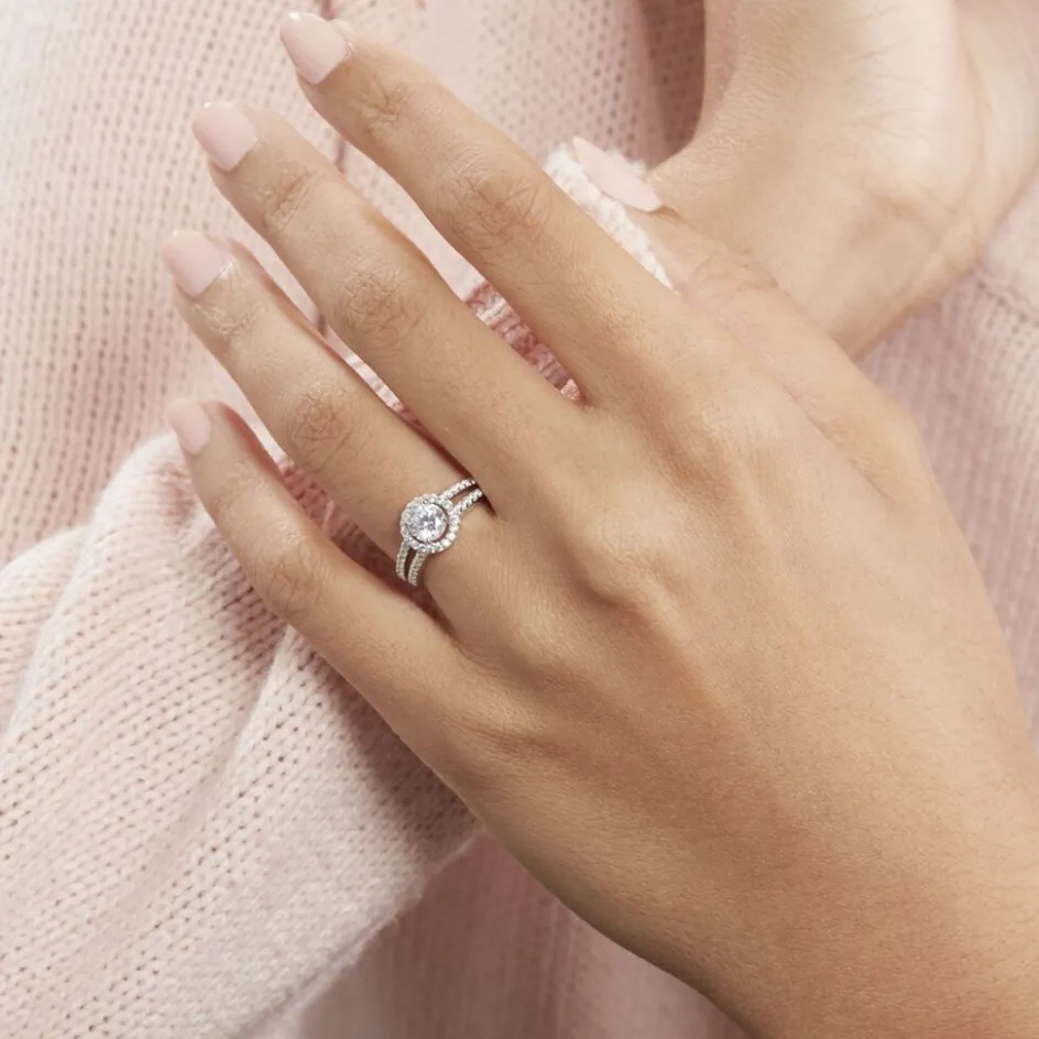 Outlet Histoire d'Or Bague Solitaire Titemae Argent Blanc Oxyde De Zirconium