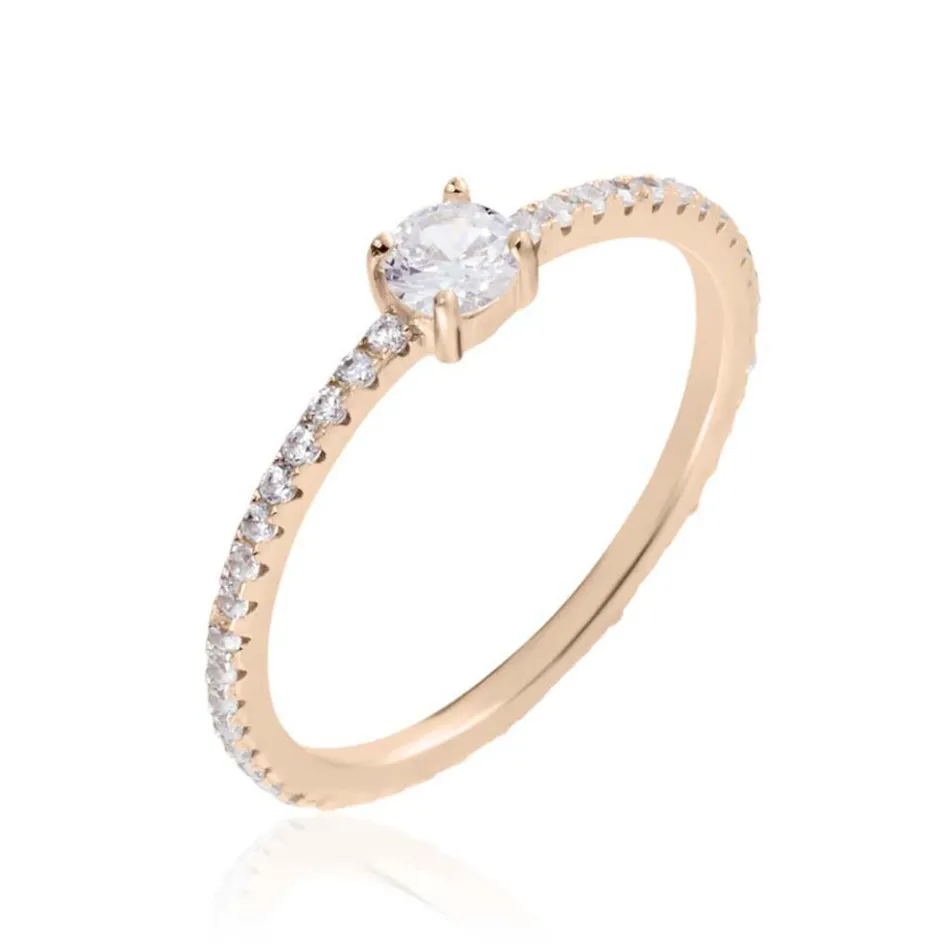 Hot Histoire d'Or Bague Solitaire Ursi De Zirconium argent rose oxyde