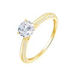 Online Histoire d'Or Bague Solitaire Veronique-marie Or Jaune Oxyde De Zirconium