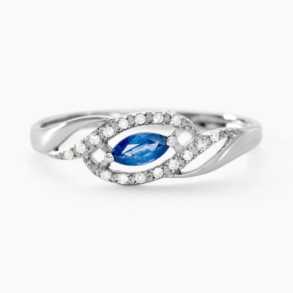 Discount Histoire d'Or Bague Syriana Or Blanc Saphir Et Diamant