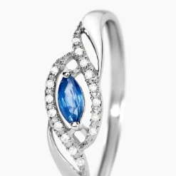 Discount Histoire d'Or Bague Syriana Or Blanc Saphir Et Diamant