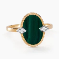 Online Histoire d'Or Bague Tahina Or Jaune Malachite Diamant or jaune malachite vert