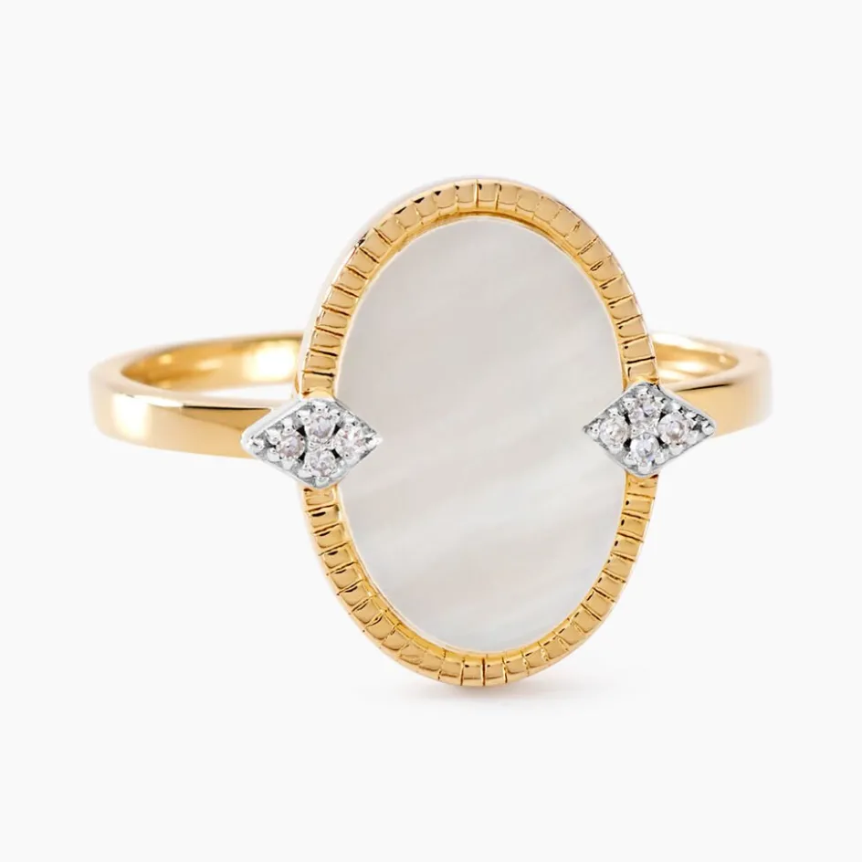 Hot Histoire d'Or Bague Tahina Or Jaune Nacre Diamant or jaune nacre blanc