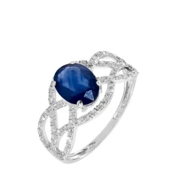 Outlet Histoire d'Or Bague Tina Or Blanc Saphir Et Diamant