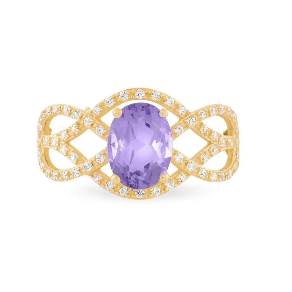 Clearance Histoire d'Or Bague Tina Or Jaune Amethyste Et Diamant or jaune amethyste violette