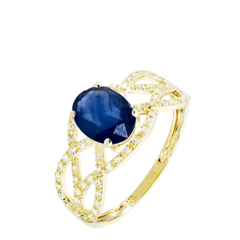 Discount Histoire d'Or Bague Tina Or Jaune Saphir Et Diamant