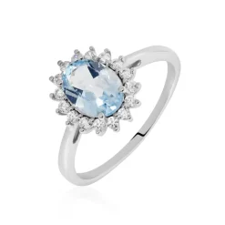 Clearance Histoire d'Or Bague Trick Or Blanc Topaze Et Oxyde or blanc topaze bleu sky