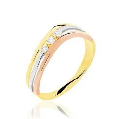 Discount Histoire d'Or Bague Troyen Or Tricolore Diamant