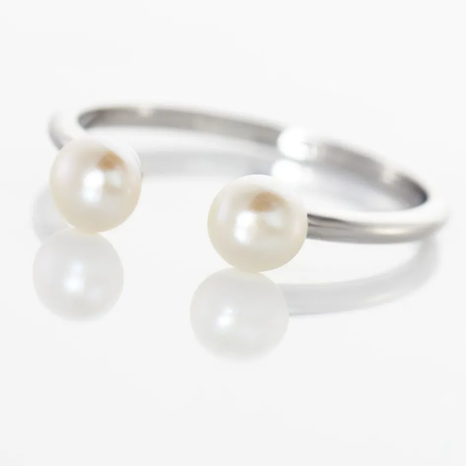 Clearance Histoire d'Or Bague Ull Argent Blanc Perle De Culture