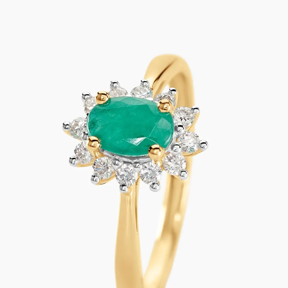 Online Histoire d'Or Bague Vladimir Diamants or jaune emeraude