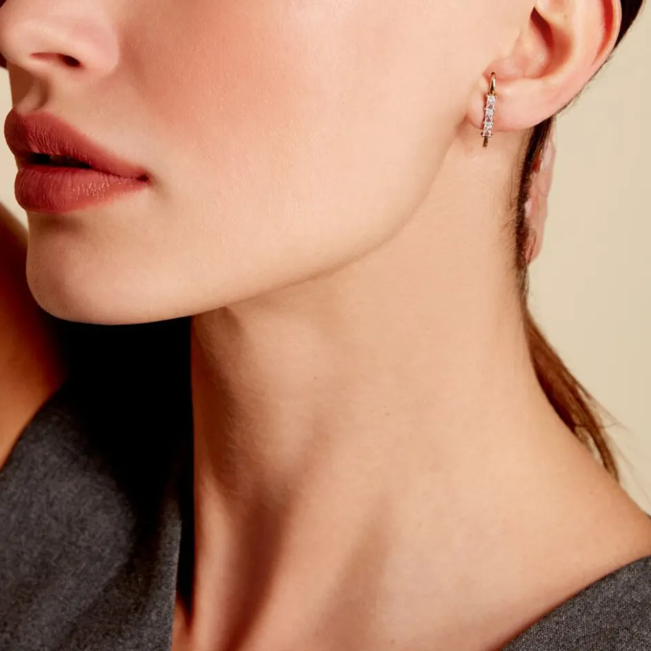 Outlet Histoire d'Or Bijou D'oreille Unitaire Alon Or Jaune Oxyde De Zirconium