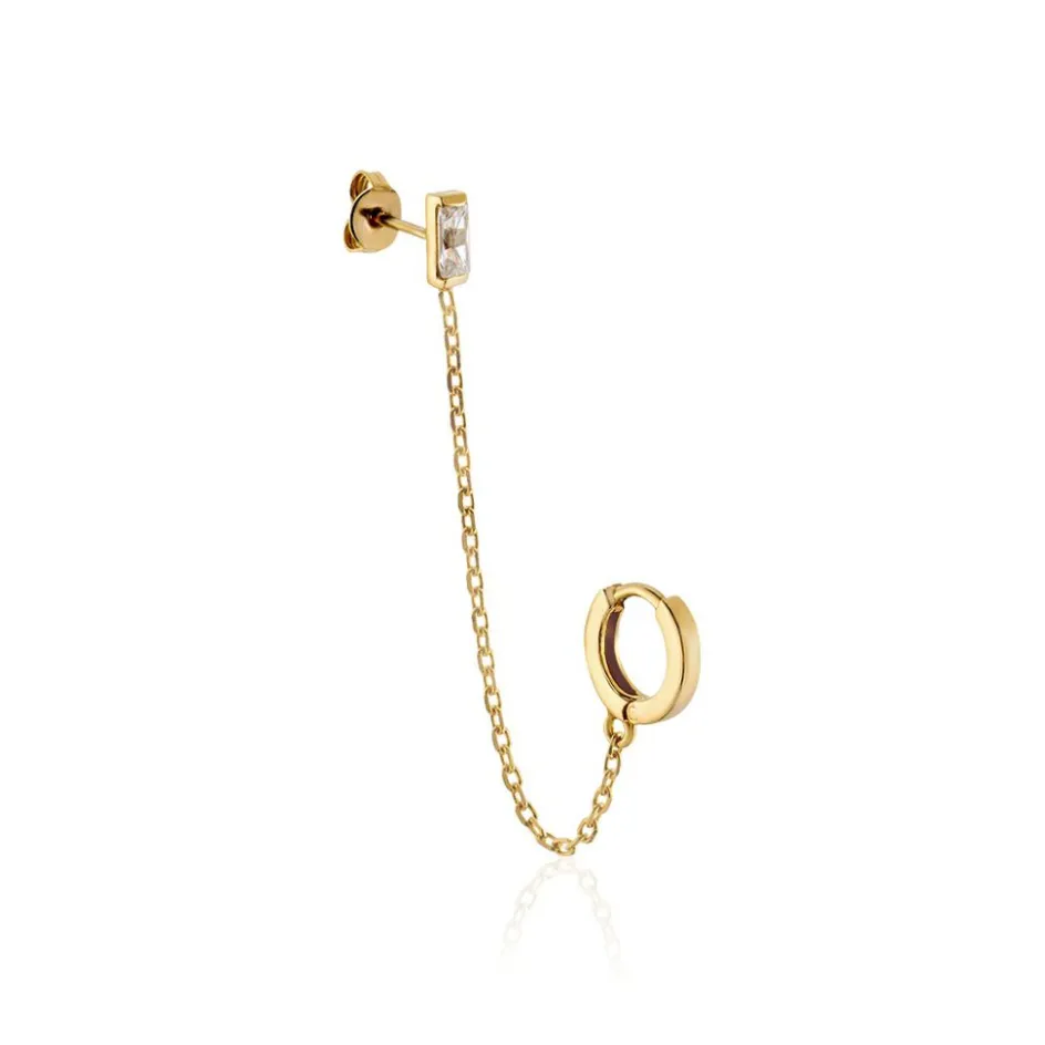 Sale Histoire d'Or Bijou D'oreille Unitaire Plaqué Or Maverick Oxyde De Zirconium