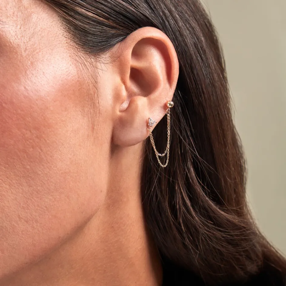 Clearance Histoire d'Or Bijou D'oreille Unitairenat Or Jaune Oxyde De Zirconium