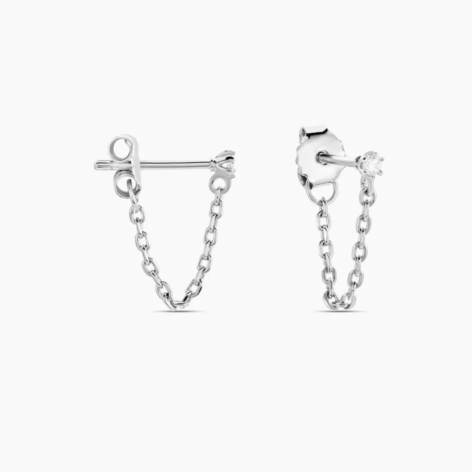 Clearance Histoire d'Or Bijoux D'oreilles Fantaisia Argent Blanc Oxyde De Zirconium