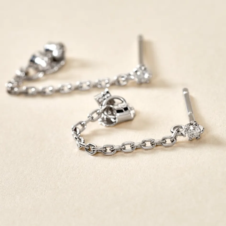 Clearance Histoire d'Or Bijoux D'oreilles Fantaisia Argent Blanc Oxyde De Zirconium