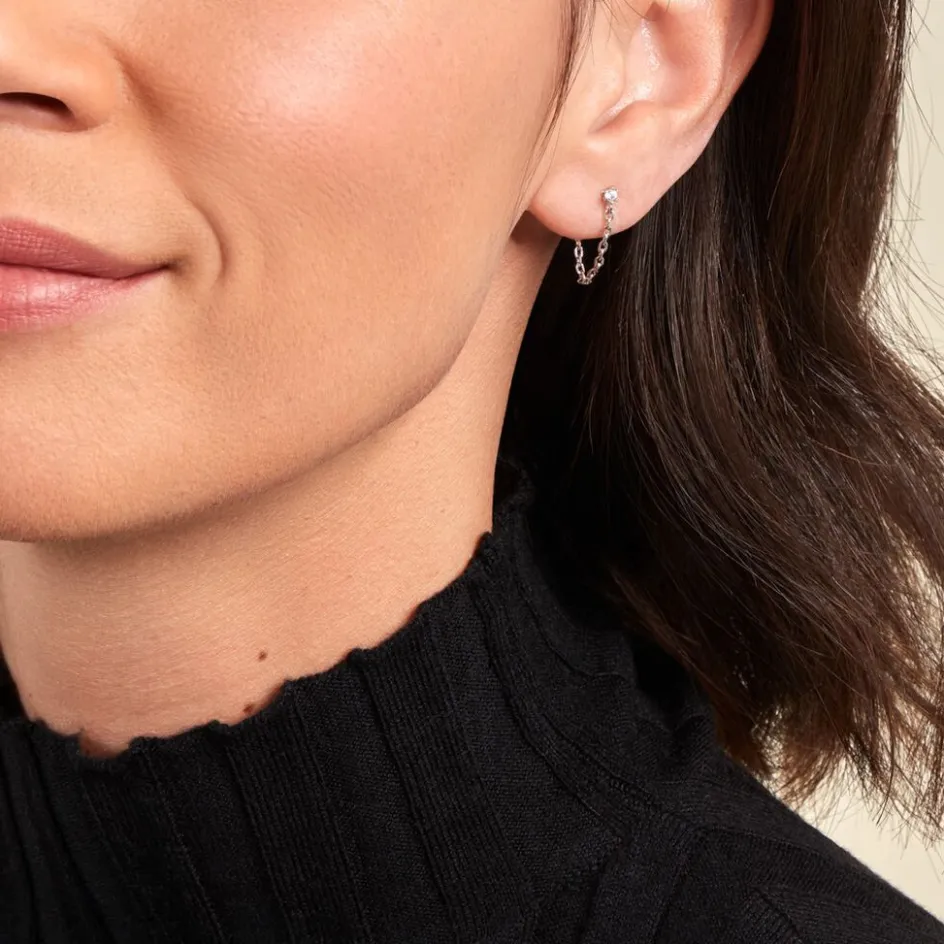 Clearance Histoire d'Or Bijoux D'oreilles Fantaisia Argent Blanc Oxyde De Zirconium