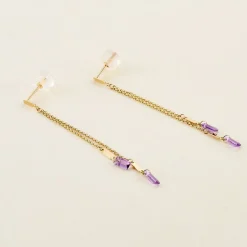 Sale Histoire d'Or Bijoux D'oreilles Lavender Or Jaune Améthyste