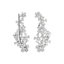 Clearance Histoire d'Or Bijoux D'oreilles Midnight Flower Argent Blanc Oxyde De Zirconium