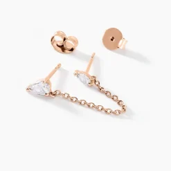 Histoire d'Or Bijoux D'oreilles Navette De Zirconium argent rose oxyde