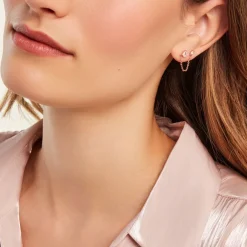 Histoire d'Or Bijoux D'oreilles Navette De Zirconium argent rose oxyde