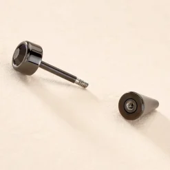 Best Histoire d'Or Boucle D'oreille Puce Unitaire Adam Plaqué Or Jaune Oxyde De Zirconium plaqué or jaune oxyde noir