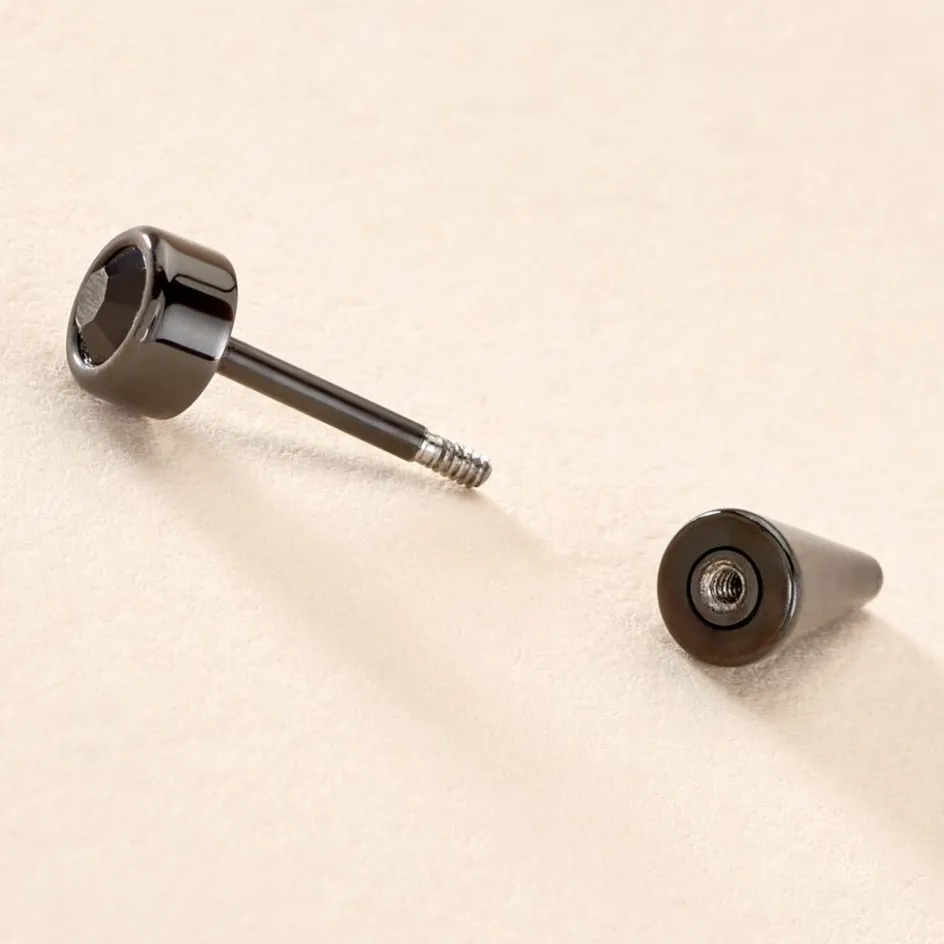 Best Histoire d'Or Boucle D'oreille Puce Unitaire Adam Plaqué Or Jaune Oxyde De Zirconium plaqué or jaune oxyde noir