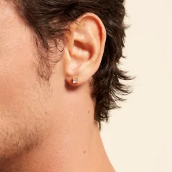 New Histoire d'Or Boucle D'oreille Puce Unitaire Sofiane Zirconium plaqué or jaune oxyde