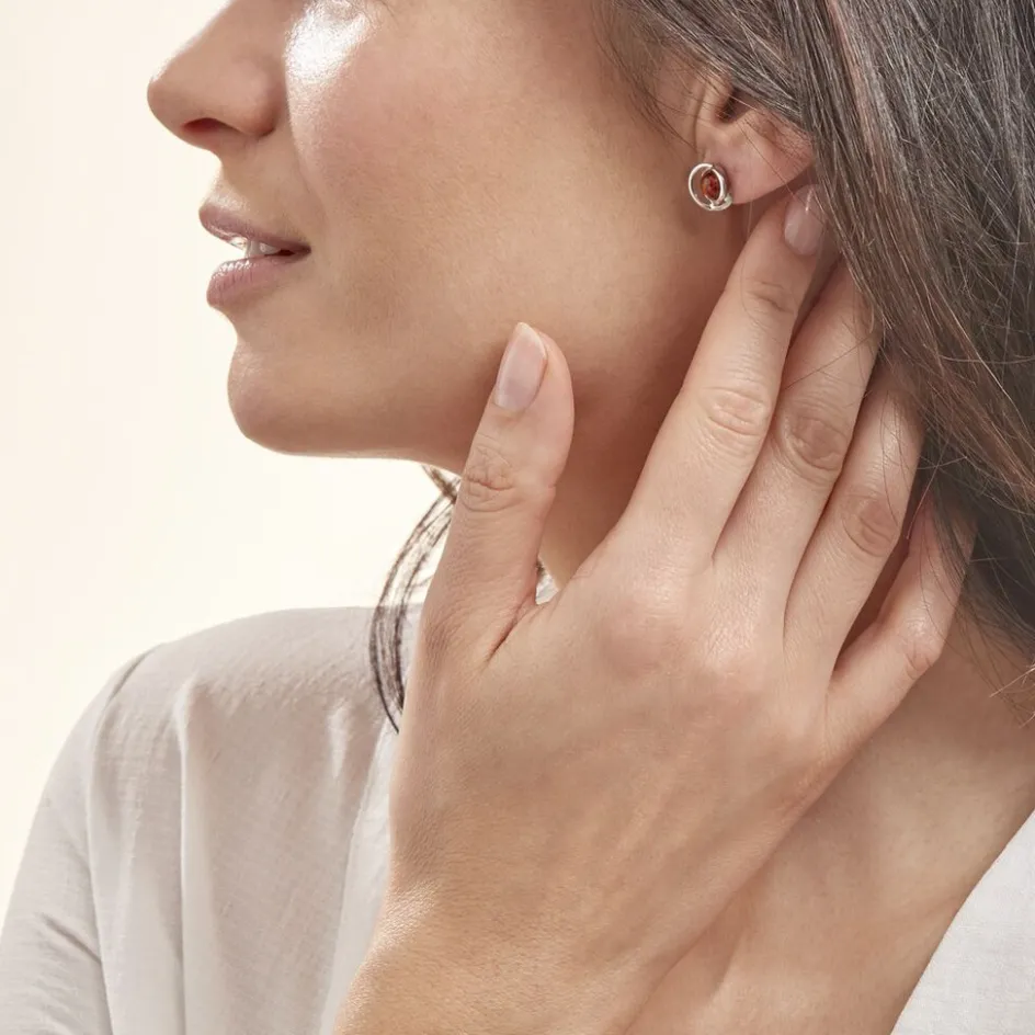 Clearance Histoire d'Or Boucles D'oreilles Argent Blanc Franjo Ambre