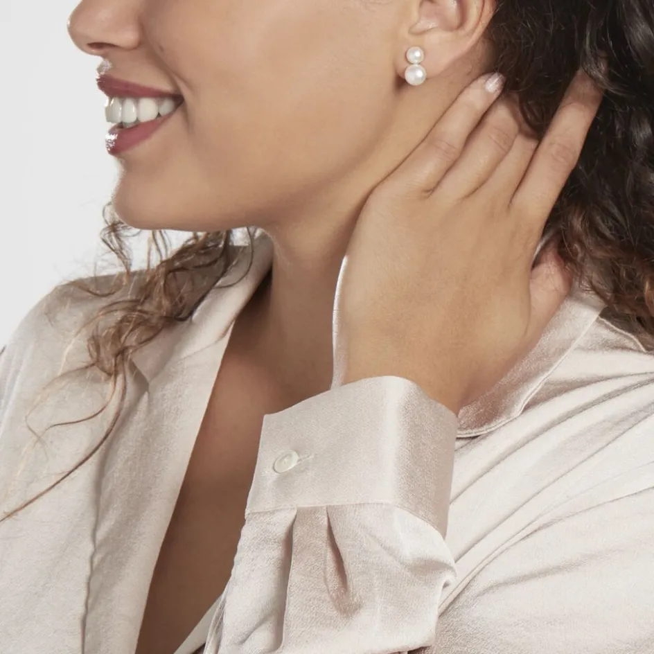 Best Histoire d'Or Boucles D'oreilles Clips Argent Blanc Viano Perles Oxydes