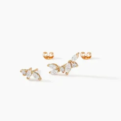 Best Histoire d'Or Boucles D'oreilles Dépareillées Jardins D'hiver Plaqué Or Oxyde