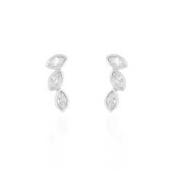 Sale Histoire d'Or Boucles D'oreilles Grimpantes Elohane Argent Blanc Oxyde De Zirconium