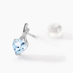 Best Histoire d'Or Boucles D'oreilles Or Blanc Clothilde Topazes Oxydes or blanc topaze bleue