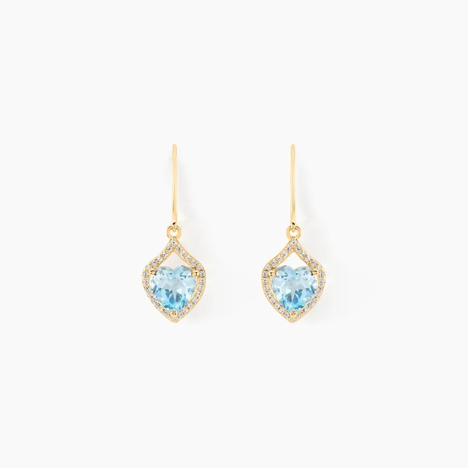 Histoire d'Or Boucles D'oreilles Pendantes Rosaline Or Jaune Topaze Et Oxyde* Boucles D'Oreilles|Boucles D'Oreilles Pendantes