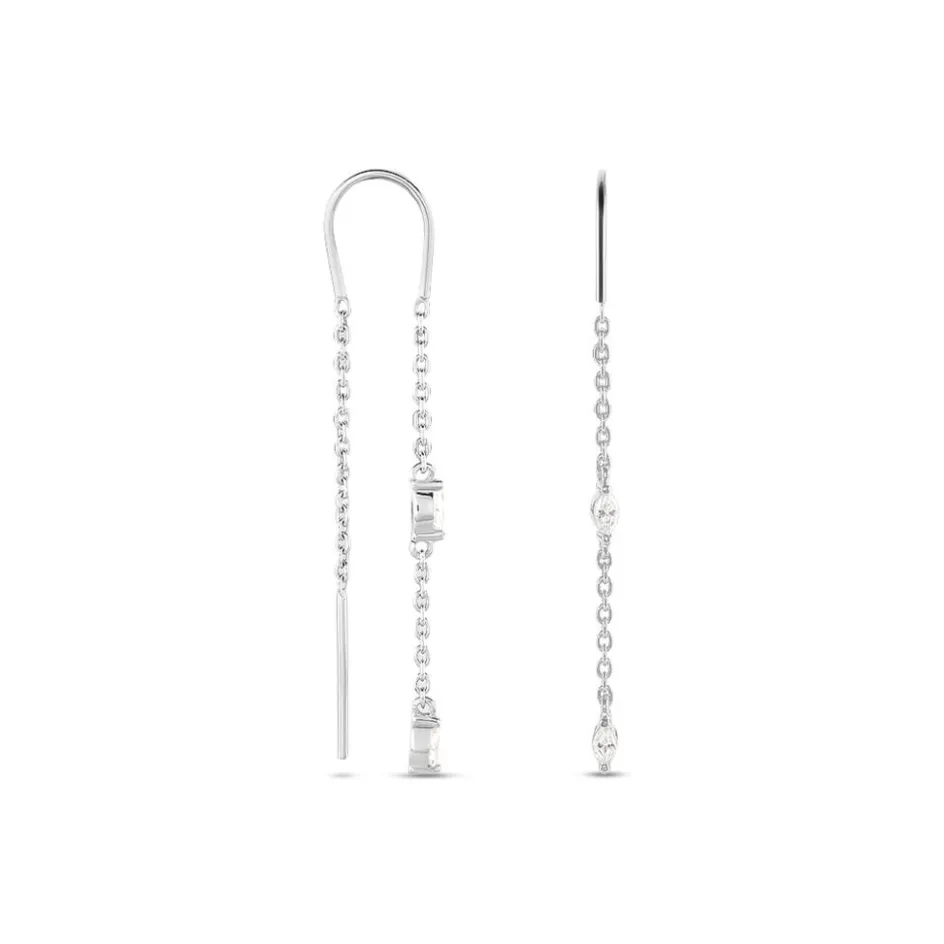 Best Histoire d'Or Boucles D'oreilles Pendantes Garsha Argent Blanc Oxyde De Zirconium