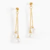 Best Histoire d'Or Boucles D'oreilles Pendantes Carrine 2 Fils Or Jaune Perle De Culture