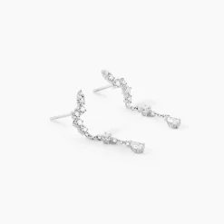 Clearance Histoire d'Or Boucles D'oreilles Pendantes Lir Argent Blanc Oxyde De Zirconium