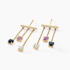 Sale Histoire d'Or Boucles D'oreilles Pendantes Universe Or Jaune Topaze Améthyste or jaune topaze bleu london