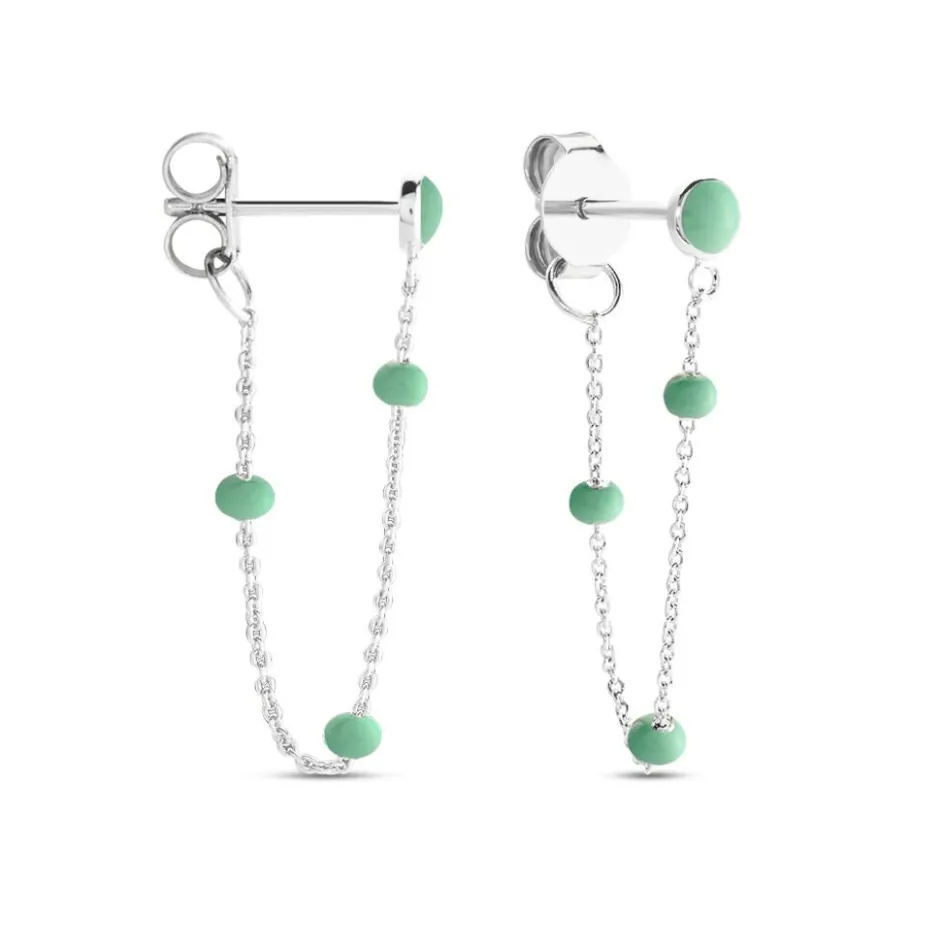 Clearance Histoire d'Or Boucles D'oreilles Pendantes Polka Argent Blanc