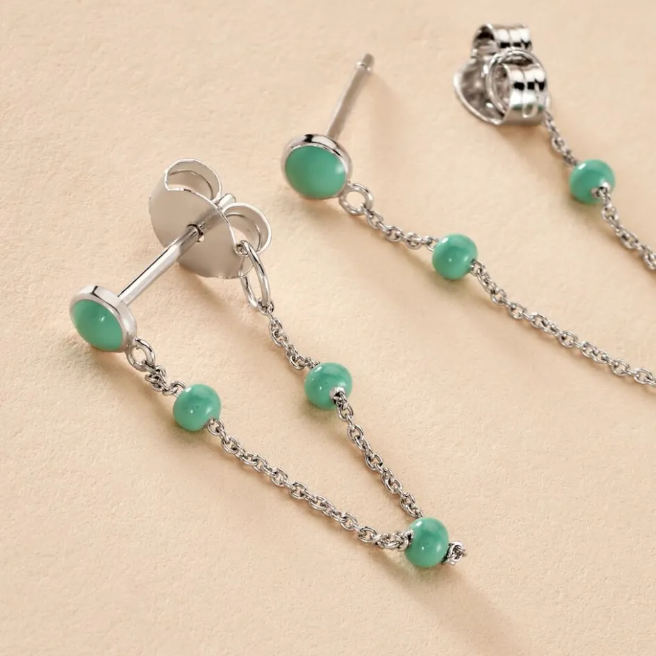 Clearance Histoire d'Or Boucles D'oreilles Pendantes Polka Argent Blanc