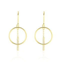 Clearance Histoire d'Or Boucles D'oreilles Pendantes Or Jaune Guda Oxyde De Zirconium