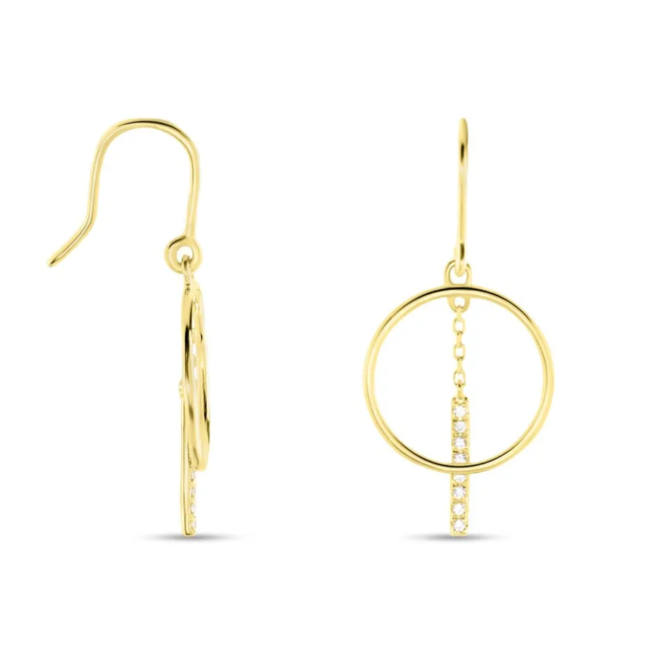 Clearance Histoire d'Or Boucles D'oreilles Pendantes Or Jaune Guda Oxyde De Zirconium