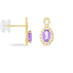 Outlet Histoire d'Or Boucles D'oreilles Pendantes Passion Or Jaune Amethyste Et Oxyde