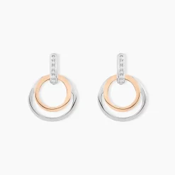 Outlet Histoire d'Or Boucles D'oreilles Pendantes Eloisia Or Bicolore Diamant