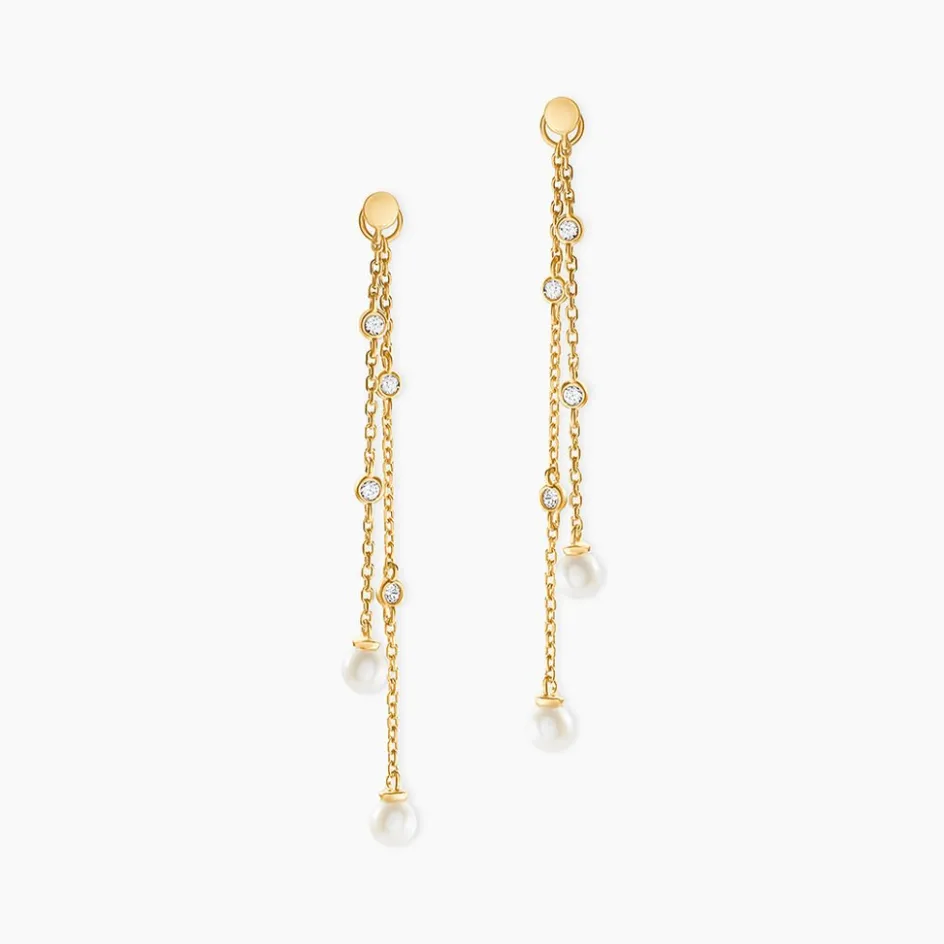 Best Histoire d'Or Boucles D'Oreilles Pendantes Jacaline Or Jaune Perle De Culture Oxyde De Zirconium