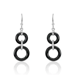 Best Histoire d'Or Boucles D'oreilles Pendantes Narcissa Argent Blanc Céramique Et Oxyde