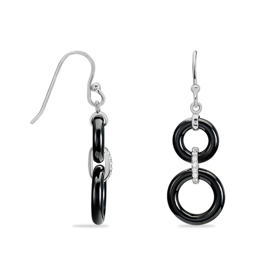 Best Histoire d'Or Boucles D'oreilles Pendantes Narcissa Argent Blanc Céramique Et Oxyde