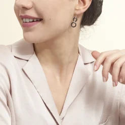 Best Histoire d'Or Boucles D'oreilles Pendantes Narcissa Argent Blanc Céramique Et Oxyde