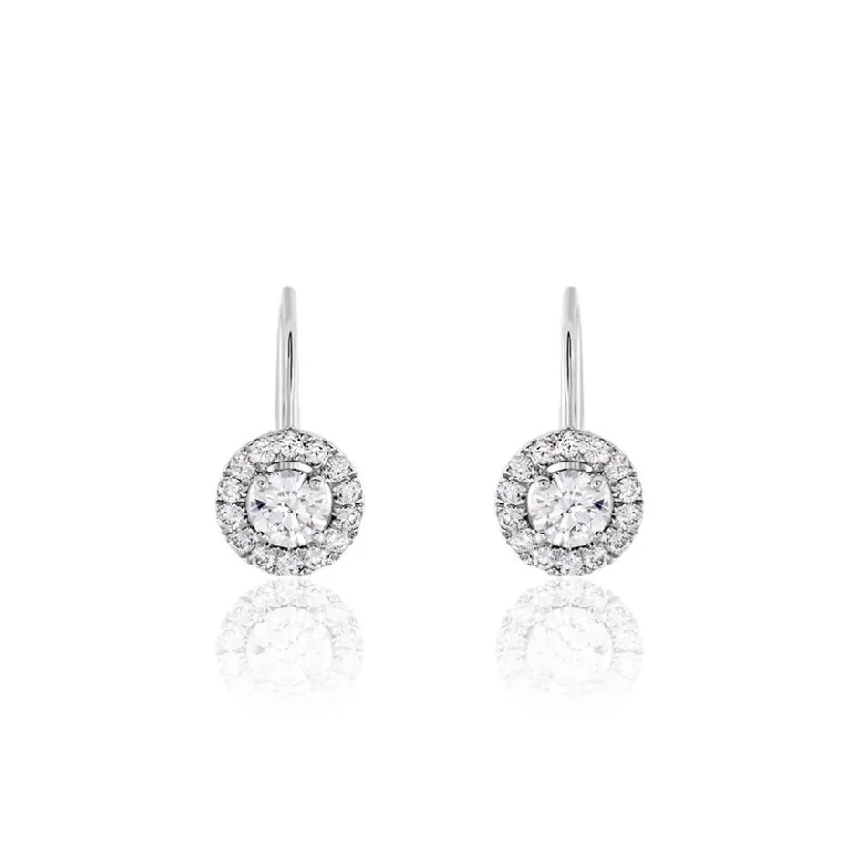 Sale Histoire d'Or Boucles D'oreilles Pendantes Mentoura Or Blanc Diamant Synthétique