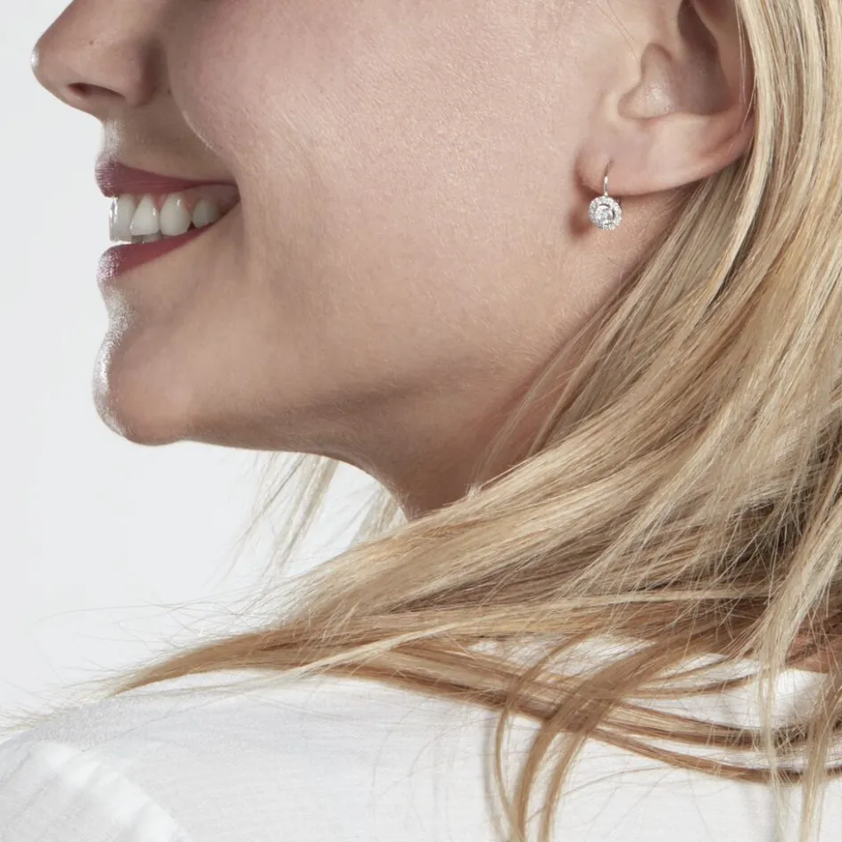 Sale Histoire d'Or Boucles D'oreilles Pendantes Mentoura Or Blanc Diamant Synthétique
