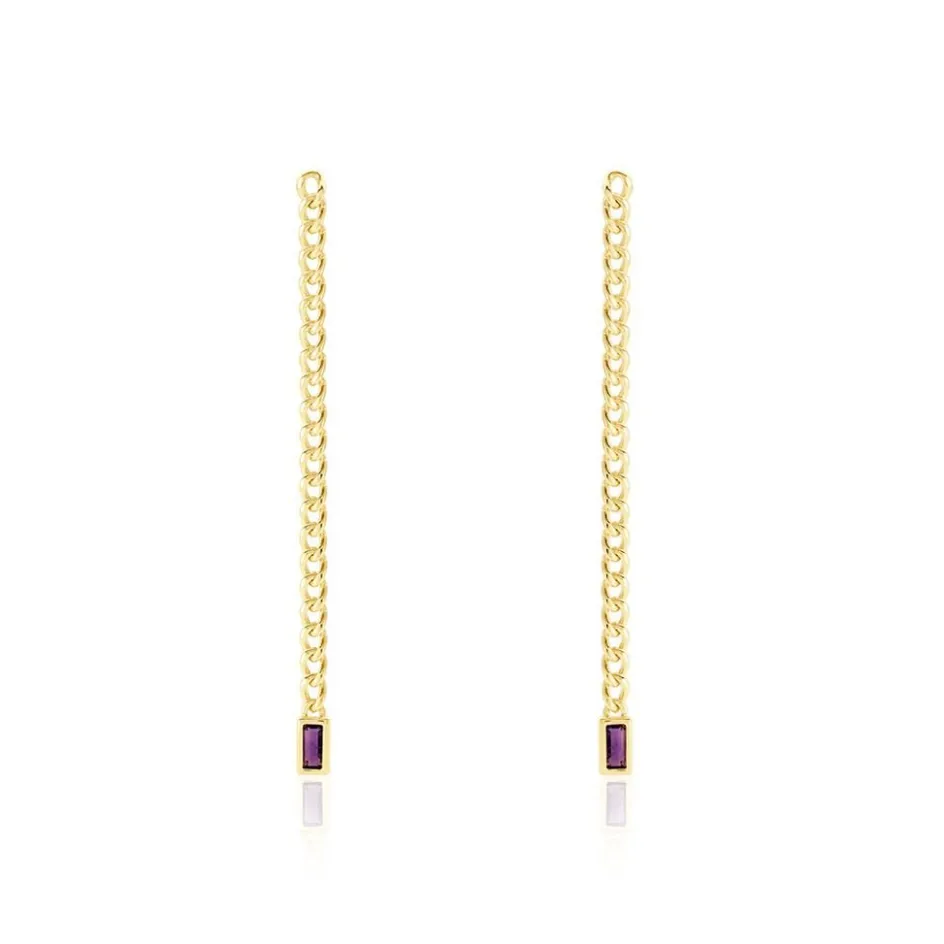 Best Histoire d'Or Boucles D'oreilles Pendantes Chain Or Jaune Améthyste or jaune améthyste violet